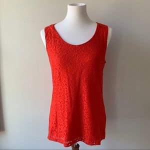 Banana Republic Sleeveless Orange Eyelet Top